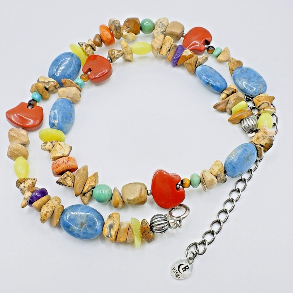 Carolyn Pollack Necklace Multi Stone Beaded Southwestern Style Colorful 17"-21"
